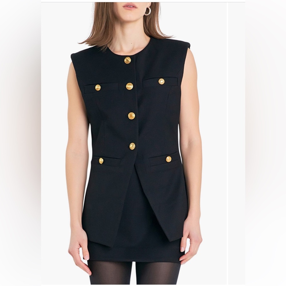 Endless Rose Black vest with Gold Accent - Picture 2 of 7